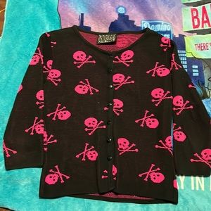Pink & black punk skull cardigan